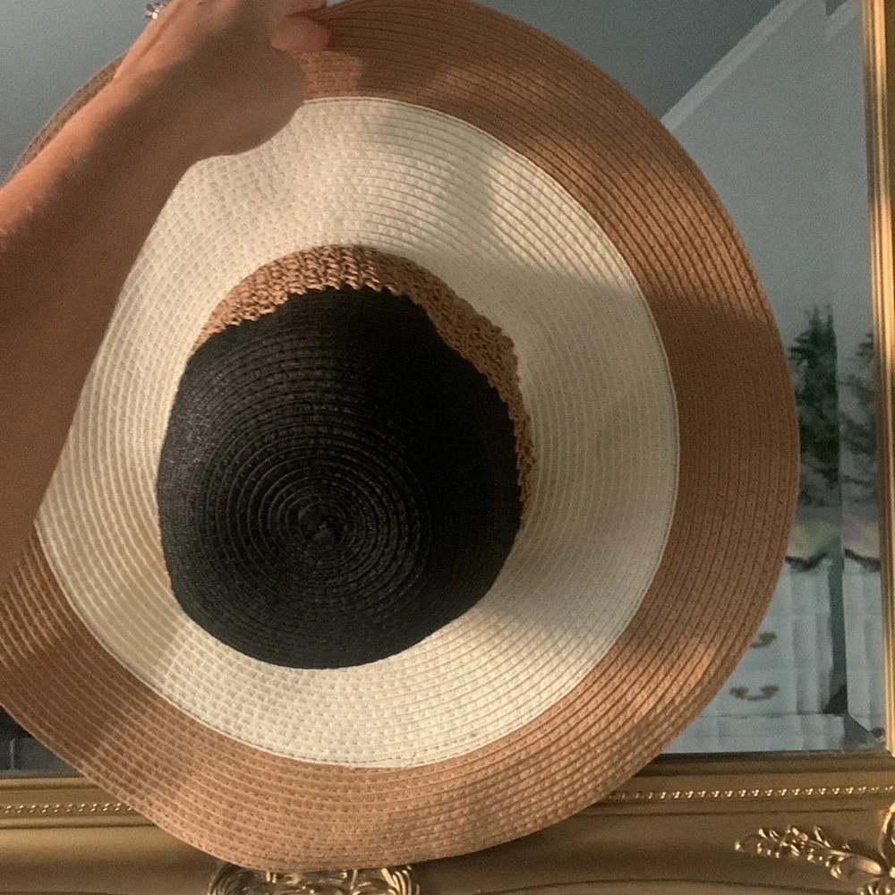 Floppy striped maxi‎ hat bohemian straw festive beach travel banded
